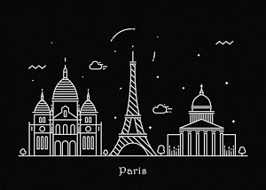 Paris Skyline Wall Art - Drawing - Paris Skyline Travel Poster by Inspirowl Design