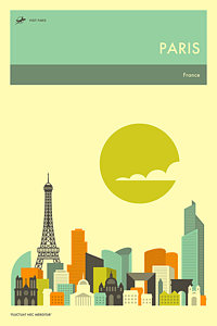 Paris Skyline Wall Art - Digital Art - Paris Travel Poster by Jazzberry Blue