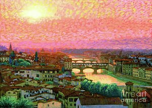 Impressionism Wall Art - Painting - Ponte Vecchio Sunset Florence by Jane Small