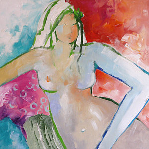 Wall Art - Painting - Reclining Nude by Linda Monfort