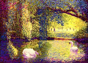 Impressionism Wall Art - Painting - Swans, Soul Mates by Jane Small