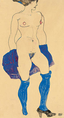 Wall Art - Drawing - Standing Woman With Shoes And Stockings by Egon Schiele
