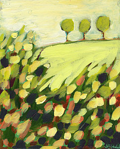 Landscapes Wall Art - Painting - Three Trees On A Hill by Jennifer Lommers