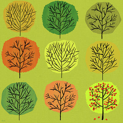 Wall Art - Painting - Tidy Trees All In Pretty Rows by Little Bunny Sunshine