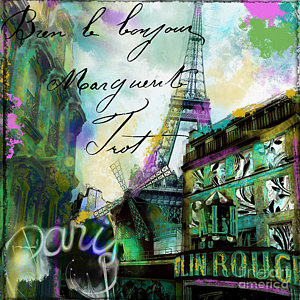 Paris Skyline Wall Art - Painting - To Paris With Love by Mindy Sommers