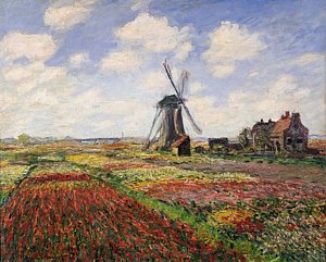 Impressionism Wall Art - Painting - Tulip Fields With The Rijnsburg Windmill by Claude Monet