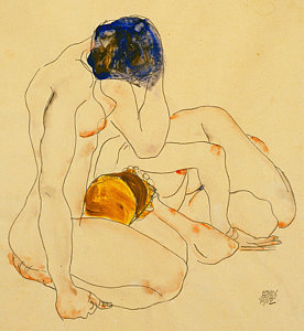 Wall Art - Painting - Two Friends by Egon Schiele