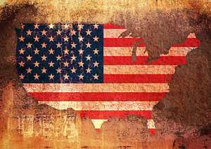Wall Art - Digital Art - Usa Star And Stripes Map by Michael Tompsett