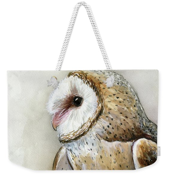 Barn Owl Watercolor Weekender Tote Bag