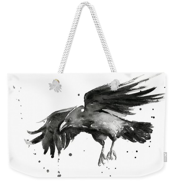 Flying Raven Watercolor Weekender Tote Bag