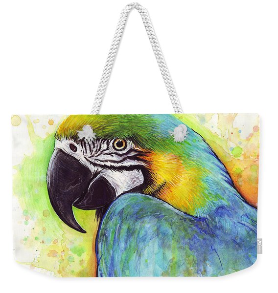 Macaw Watercolor Weekender Tote Bag