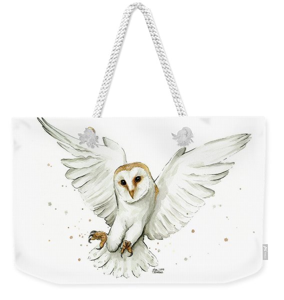 Barn Owl Flying Watercolor Weekender Tote Bag
