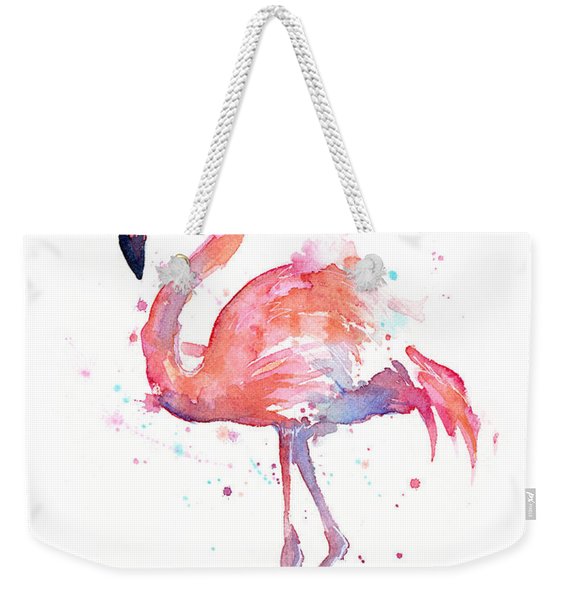 Flamingo Watercolor Weekender Tote Bag