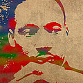 Martin Luther King Jr Watercolor Portrait on Worn Distressed Canvas by Design Turnpike