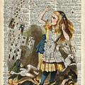 Alice in the wonderland on a vintage dictionary book page by Anna W