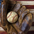Old mitt and baseball by Garry Gay