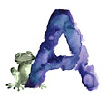 Watercolor alphabet A frog painting by Joanna Szmerdt