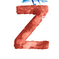 Watercolor alphabet Z letter abstract crocodile large poster by Joanna Szmerdt