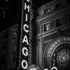 Chicago Theatre Sign in Black and White by Paul Velgos