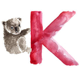 Koala watercolor alphabet poster by Joanna Szmerdt