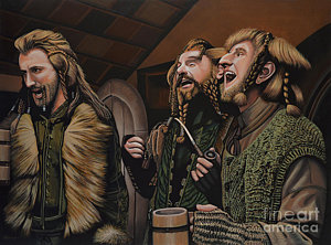 Wall Art - Painting -  The Hobbit And The Dwarves by Paul Meijering