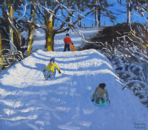 Wall Art - Painting - Fun In The Snow by Andrew Macara