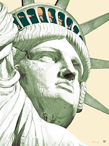 Wall Art - Drawing - Statue Liberty - Pop Stylised Art Poster by Kim Wang