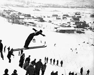 Wall Art - Photograph - A Ski Jump On A Snowy Day by Underwood Archives