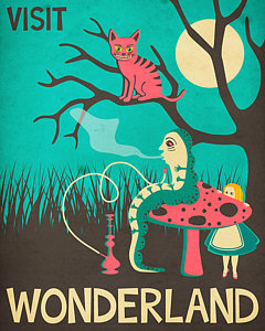 Wall Art - Digital Art - Alice In Wonderland Travel Poster - Vintage Version by Jazzberry Blue