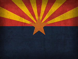 Wall Art - Mixed Media - Arizona State Flag Art On Worn Canvas by Design Turnpike