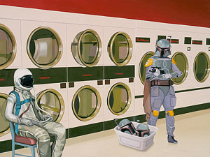 Wall Art - Painting - At The Laundromat With Boba Fett by Scott Listfield