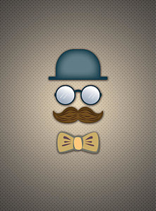 Wall Art - Digital Art - Blue Top Hat Moustache Glasses And Bow Tie by Ym Chin