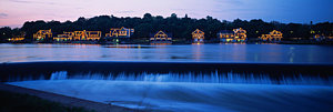 Wall Art - Photograph - Boathouse Row Lit Up At Dusk by Panoramic Images