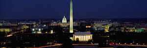 Wall Art - Photograph - Buildings Lit Up At Night, Washington by Panoramic Images