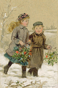 Wall Art - Painting - Children Playing In The Snow  by George Goodwin Kilburne
