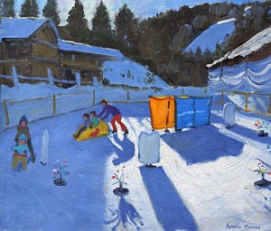 Wall Art - Painting - Childrens Ice Rink by Andrew Macara