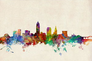 Wall Art - Digital Art - Cleveland Ohio Skyline by Michael Tompsett