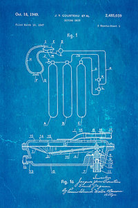 Wall Art - Photograph - Cousteau Diving Unit Patent Art 1949 Blueprint by Ian Monk