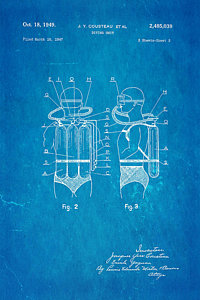 Wall Art - Photograph - Cousteau Diving Unit Patent Art 2 1949 Blueprint by Ian Monk