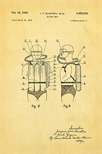 Wall Art - Photograph - Cousteau Diving Unit Patent Art  2 1949 by Ian Monk
