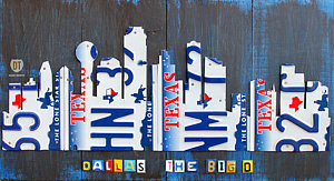 Wall Art - Mixed Media - Dallas Texas Skyline License Plate Art By Design Turnpike by Design Turnpike