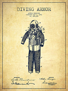 Wall Art - Digital Art - Diving Armor Patent Drawing From 1893 - Vintage by Aged Pixel
