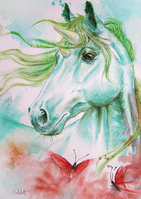 Wall Art - Pastel - Emerald Unicorn by Bernadett Kovacs