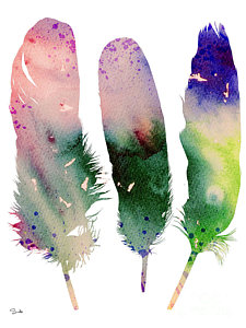 Wall Art - Painting - Feathers 4 by Watercolor Girl