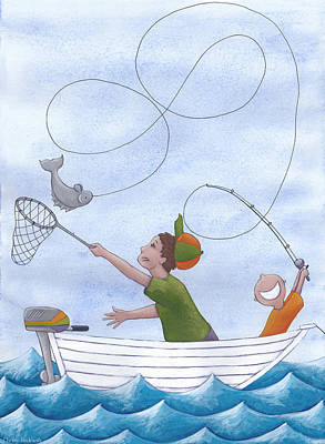 Wall Art - Painting - Fishing With Grandpa by Christy Beckwith