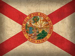 Wall Art - Mixed Media - Florida State Flag Art On Worn Canvas by Design Turnpike