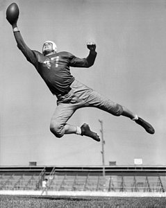 Wall Art - Photograph - Football Player Catching Pass by Underwood Archives
