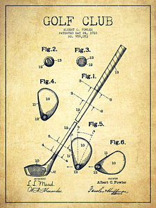 Wall Art - Digital Art - Golf Club Patent Drawing From 1910 - Vintage by Aged Pixel