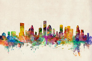 Wall Art - Digital Art - Houston Texas Skyline by Michael Tompsett