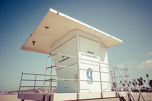 Wall Art - Photograph - Huntington Beach Lifeguard Tower Retro Photo by Paul Velgos